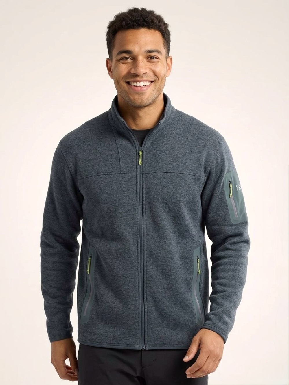 Arc'teryx Men's Covert Cardigan Full Zip Fleece Jacket, Grey Blue, Size XL
